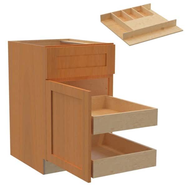 Home Decorators Collection Newport 21 in. W x 24 in. D x 34.5 in. H Assembled Plywood Base Kitchen Cabinet in Cinnamon with 2ROT Cutlery LH