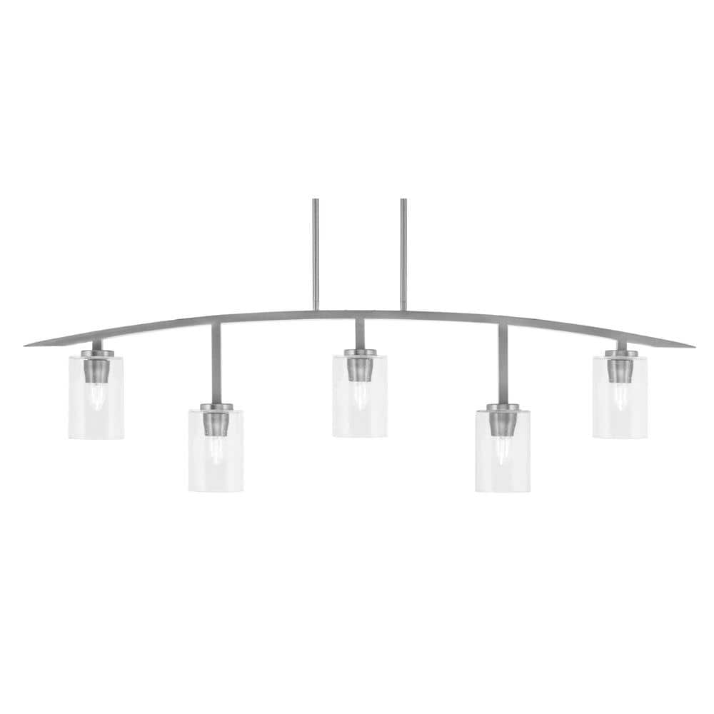 Siena 51.25 in. 5-Light Graphite Chandelier with 4 in. Clear Bubble Glass S