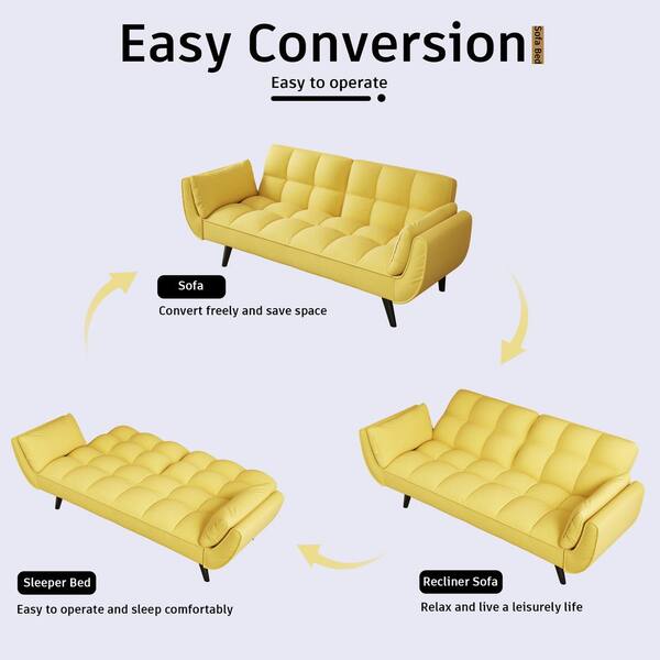 Yellow leather online sleeper sofa