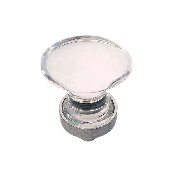 HICKORY HARDWARE 1-1/4 in. x 3/4 in. Gemstone Glass with Satin Nickel Cabinet Knob