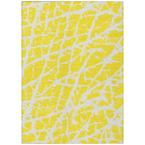 Chantille ACN501 Yellow 5 ft. x 7 ft. 6 in. Machine Washable Indoor/Outdoor Geometric Area Rug