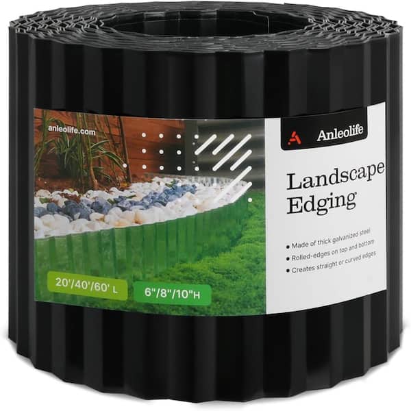 Flexible 40ft Metal Landscape Edging Roll, 6" Tall Galvanized Steel Border for Outdoor Garden Use