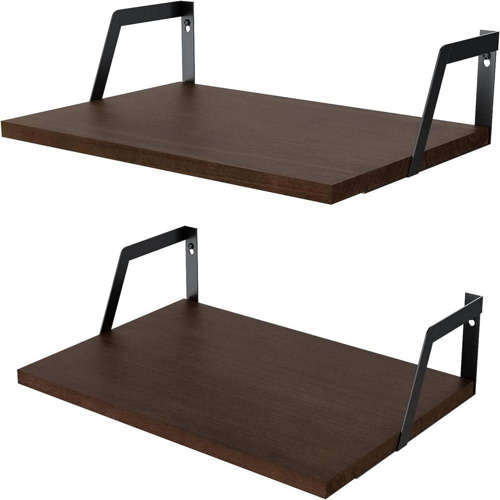 16.5 in. W x 11.8 in. D Decorative Wall Shelf, Dark Walnut Floating Shelves