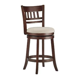 Morris 24 in. Cherry Swivel Cushioned Bar Stool