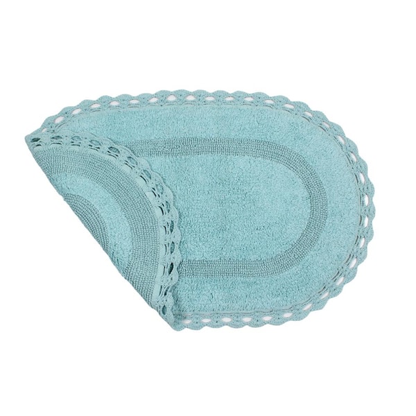 Home Weavers Inc Classy Bathmat Collection 21 in. x 34 in. Blue Cotton Bath Rug