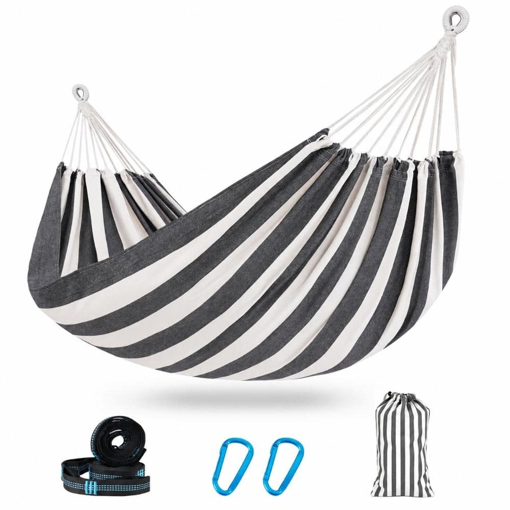 11 ft. Portable Double Brazilian Cotton Hammock with Tree Straps and Travel Bag in Black and White price history on PriceWatchPro