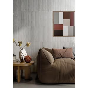 Take Home Tile Sample - Flamenco Whales Gray Brick 2 in. x 9 in. Glossy Porcelain Floor and Wall Tile