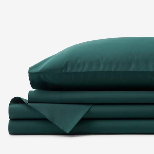 The Company Store Company Cotton 4-Piece Hunter Green Cotton Percale Full Sheet Set