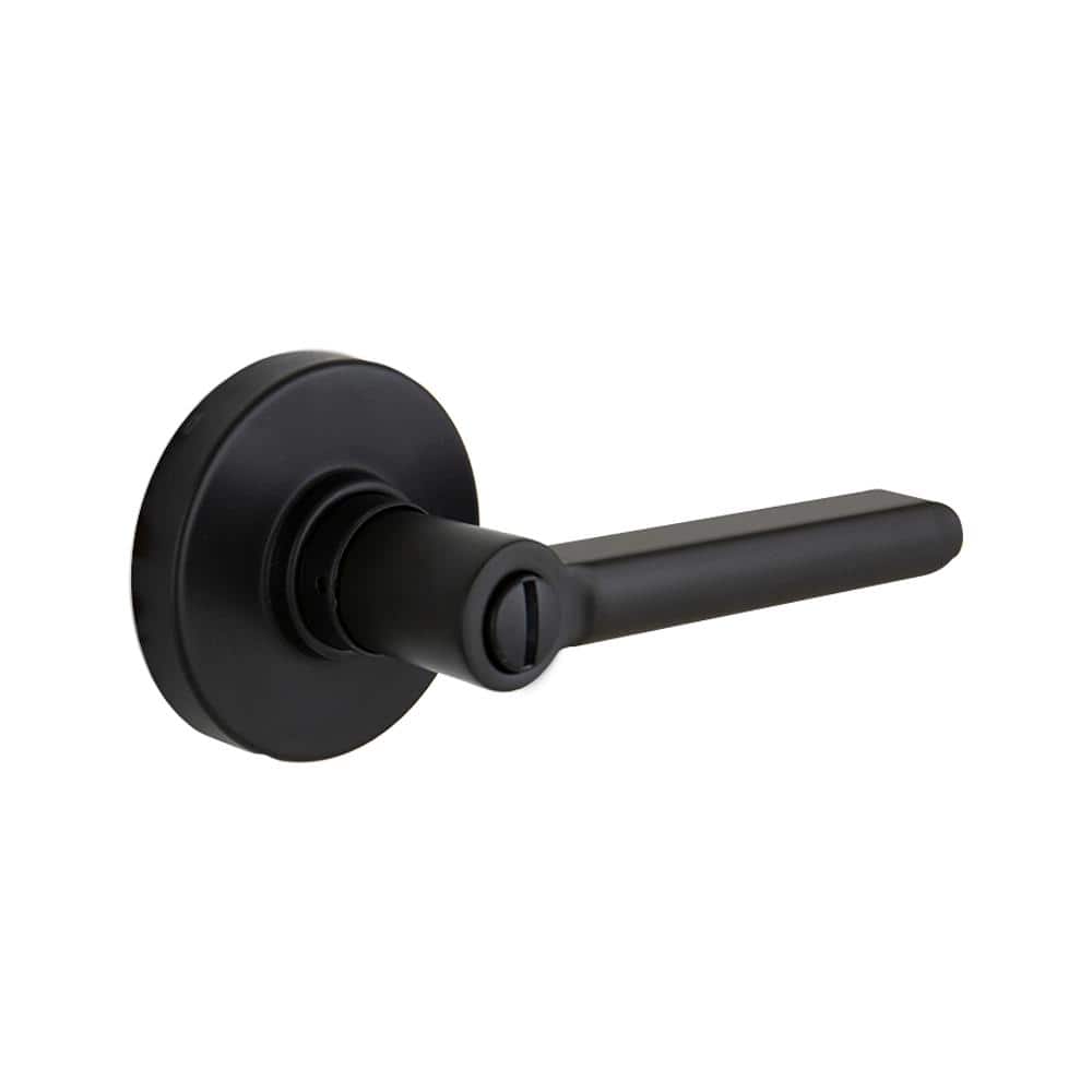 Tonebridge Matte Black Bed/Bath Door Lever with Round Rose