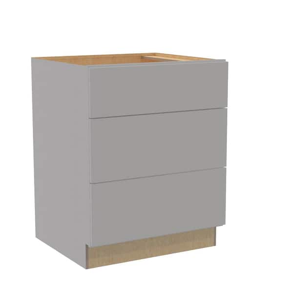 Hargrove 27 in. W x 24 in. D x 34.5 in. H Assembled Plywood Drawer Base Kitchen Cabinet in Veiled Gray with Soft Close