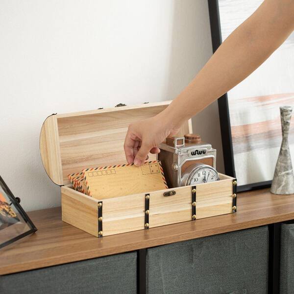 Vintiquewise Unfinished Vintage-Style Wooden Treasure Chest Dome