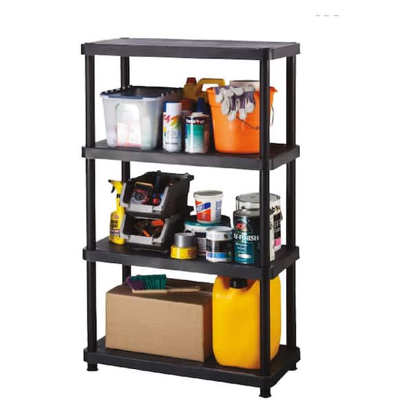 Details about   4-Tier Plastic Freestanding Shelving Unit Storage Organizing Shelf Garage Black 