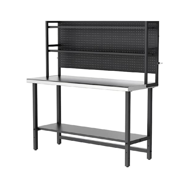 Karl home 60 x 24 in. Stainless Steel Kitchen Prep Table Kitchen Utility Table with Shelves