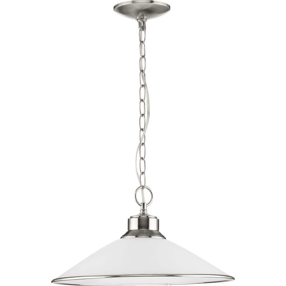 Mini Brushed Nickel Glass Pendant Light with Satin Opal Diffuser