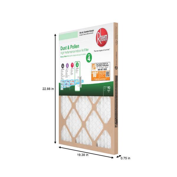 Rheem 19 1 2 X 23 X 1 Basic Household Pleated Merv 8 Fpr 4 Air Filter 64100 0119523 The Home Depot