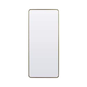 Timeless Home 72 in. W x 32 in. H x Modern Soft Corner Metal Rectangle Brass Mirror