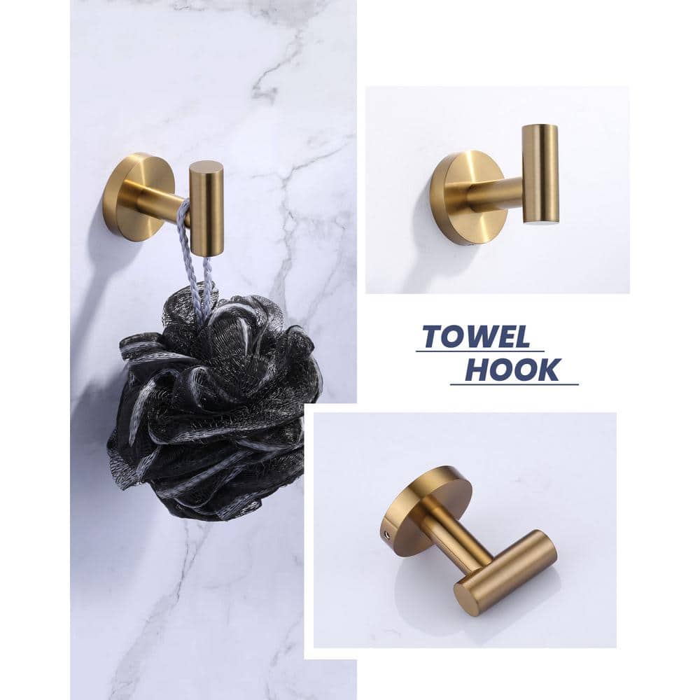 Brushed Gold Stainless Steel 6-Piece Bathroom Hardware Set