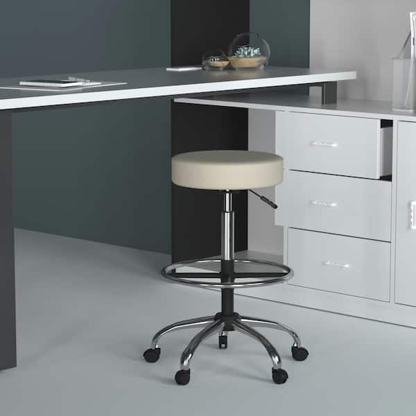 Boss Caressoft Medical 34 in. H Beige Drafting Stool, Pneumatic Lift, Armless