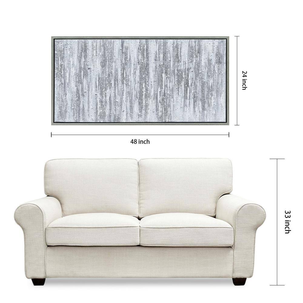 Silver Abstract Textured Hand Painted Canvas Wall Art with Champagne Frame