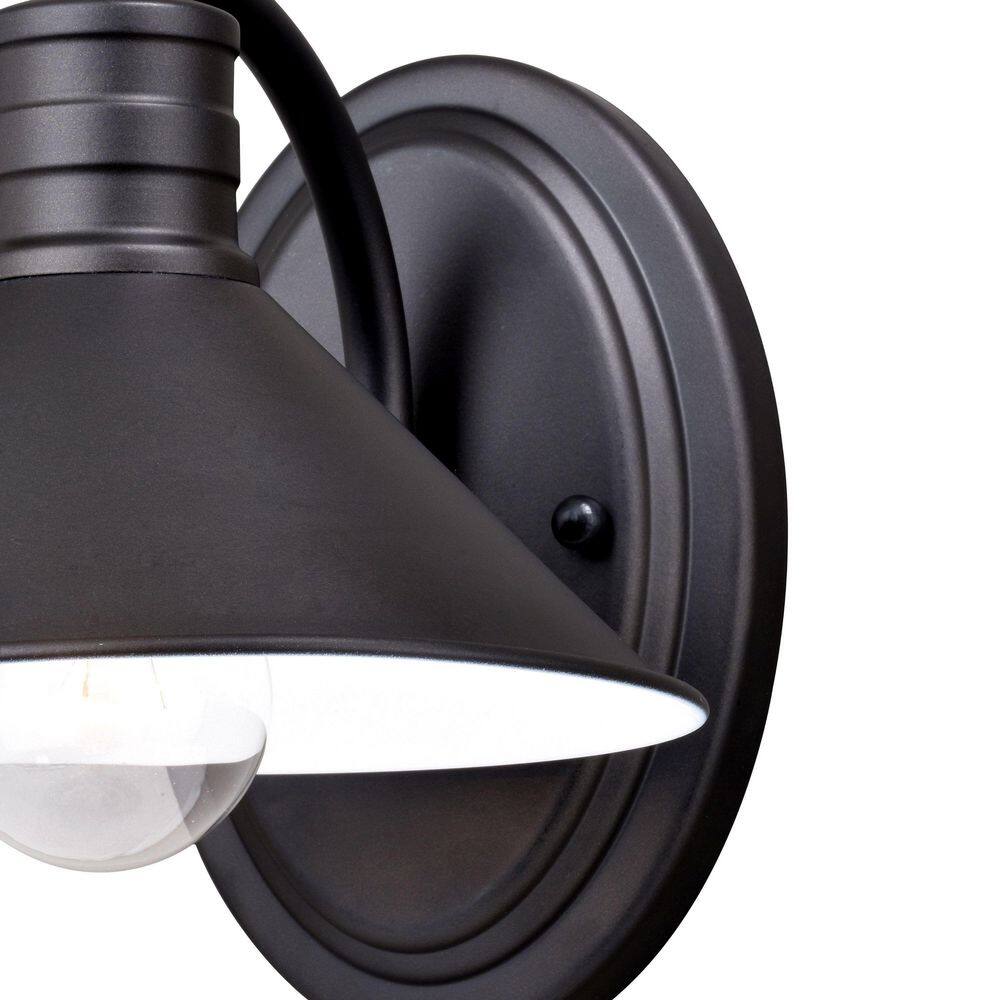 Akron 8" Bronze and White Farmhouse Wall Sconce