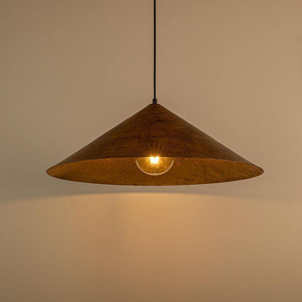 Tranditional 60-Watt 1-Light Antique Gold Foil Finish Pendant Light with Co