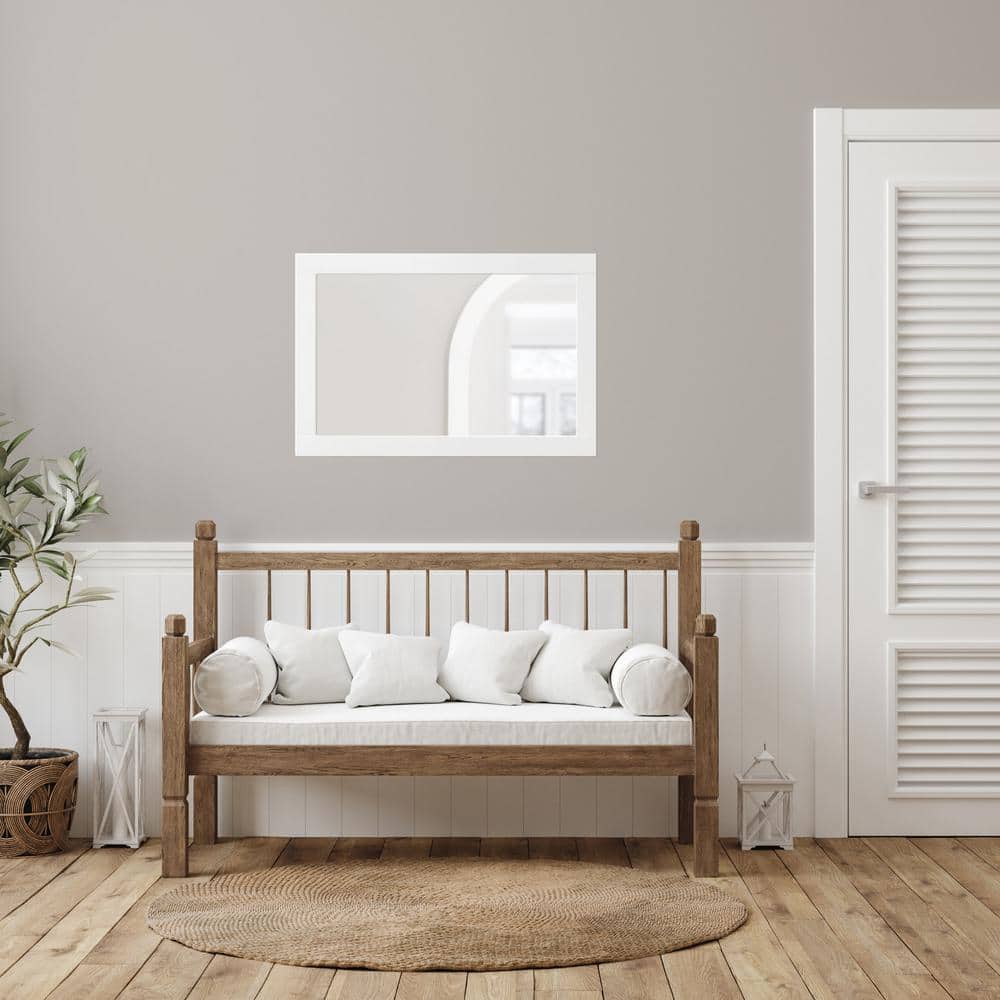 Shorewood 30-Inch White Wooden Rectangular Wall Mirror