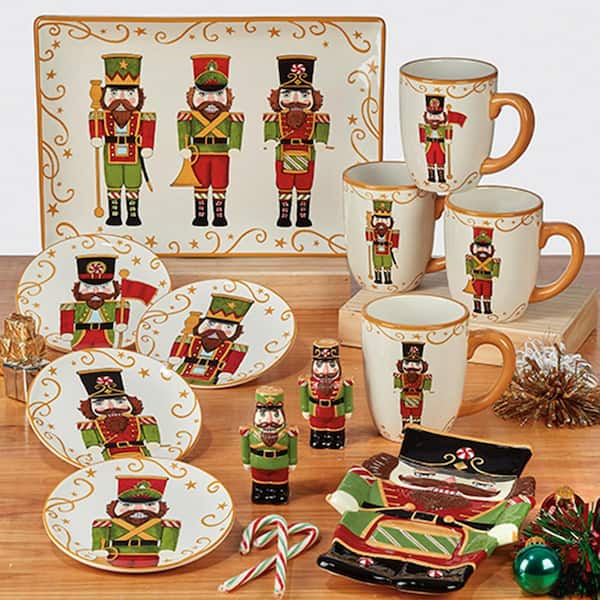 SULLIVANS 12 oz. Christmas Holiday Stoneware Mug - Set of 4; Red