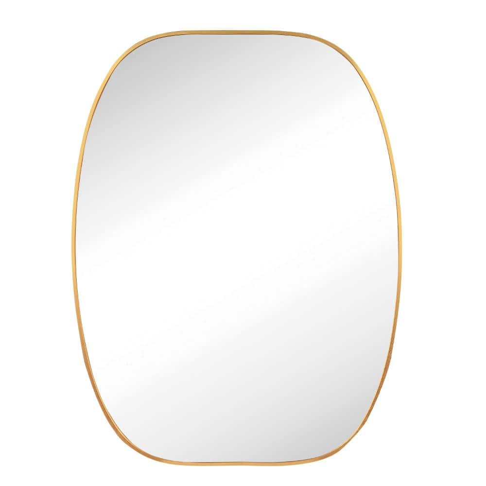 30 in. W x 40 in. H Oval Aluminium Framed Wall Mounted Bathroom Vanity Mirror in Gold price history on PriceWatchPro
