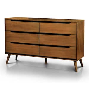 Mackie 6-Drawer Oak Dresser (35.88 in. H x 58 in. W x 17 in. D)