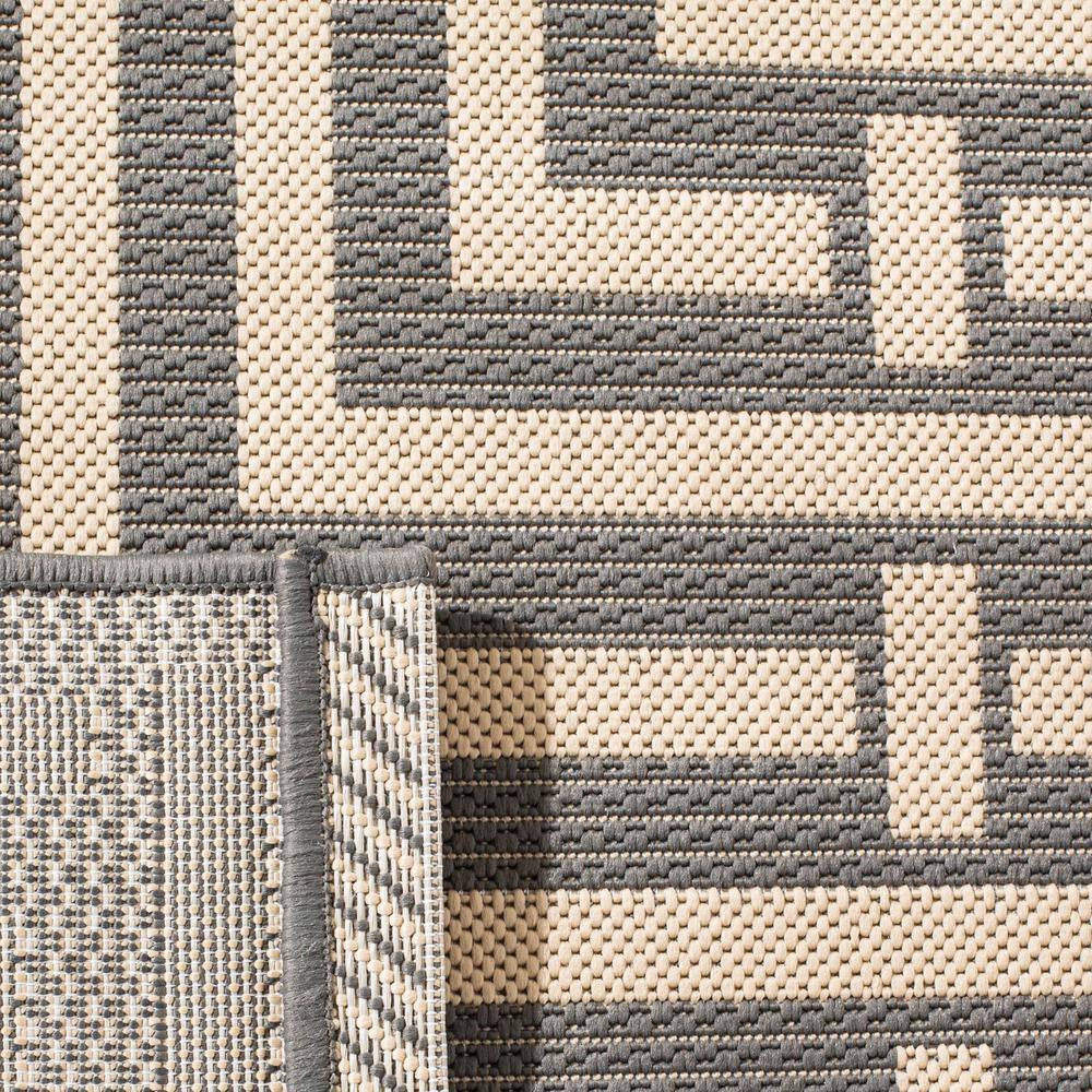 Gray Geometric Low Pile Synthetic Outdoor Rug