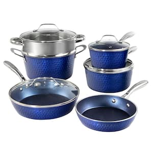 Blue Diamond 10-Piece Aluminum Ceramic Nonstick Cookware Set in Blue ...