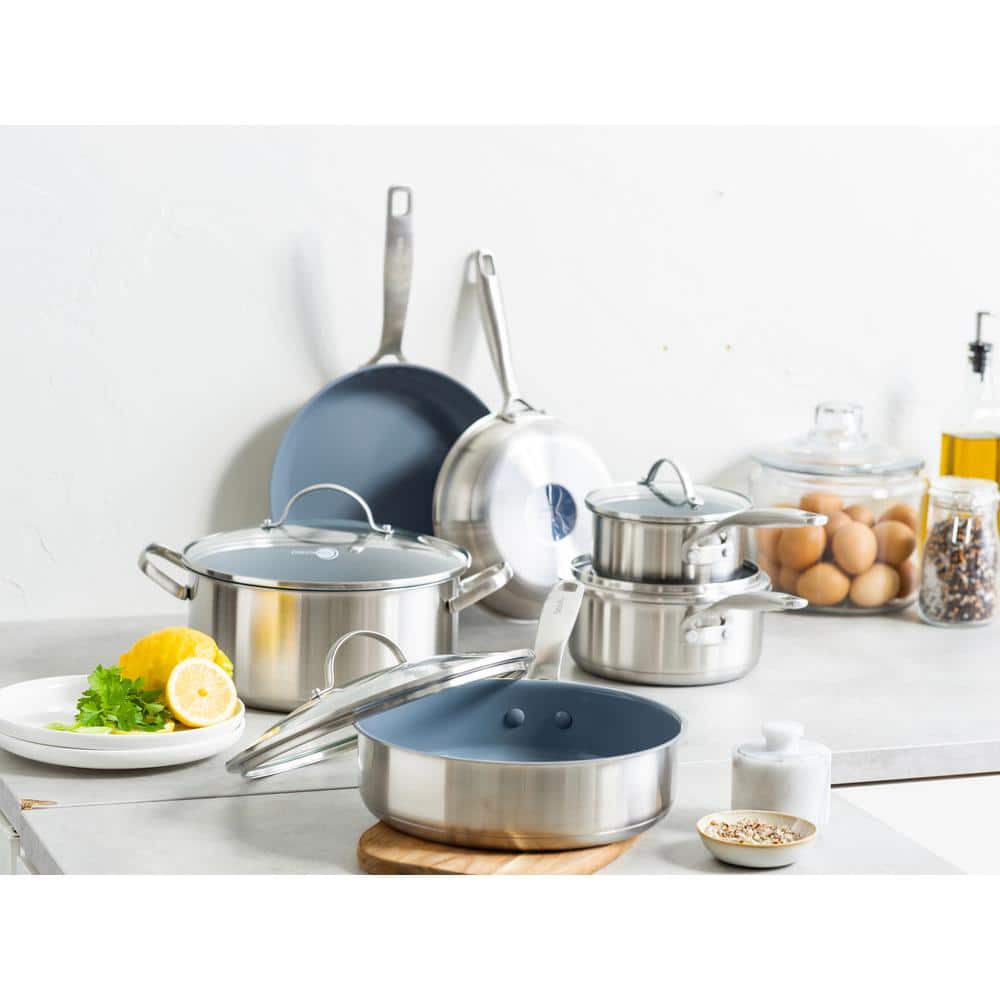 GreenPan 10-Piece Stainless Steel Ceramic Nonstick Cookware Set