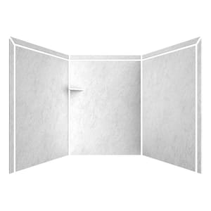 Adaptable 60 in. x 60 in. x 80 in. 9-Piece Easy Up Adhesive Alcove Shower Surround in Frost