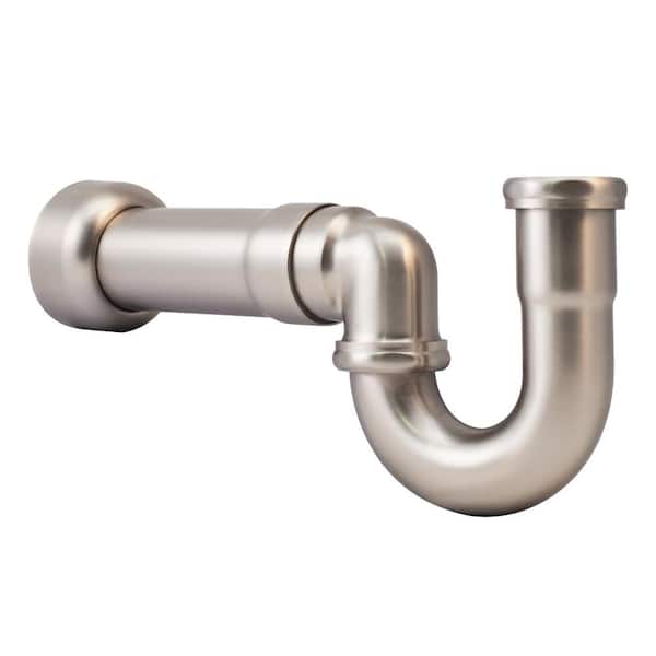 1-1/2" Brass New England Style P-Trap with High Box Flange, Stainless Steel