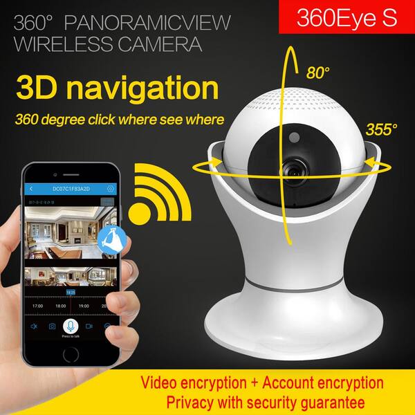 360° Panoramic Wireless 3D Home Security Surveillance IP Camera Audio Video WiFi 