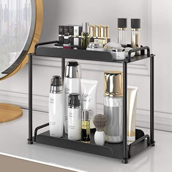 Dyiom 2-Tier Bathroom Counter Organizer, Premium Bathroom Sink Organizer Countertop, Kitchen Spice Rack Storage Shelf, Black