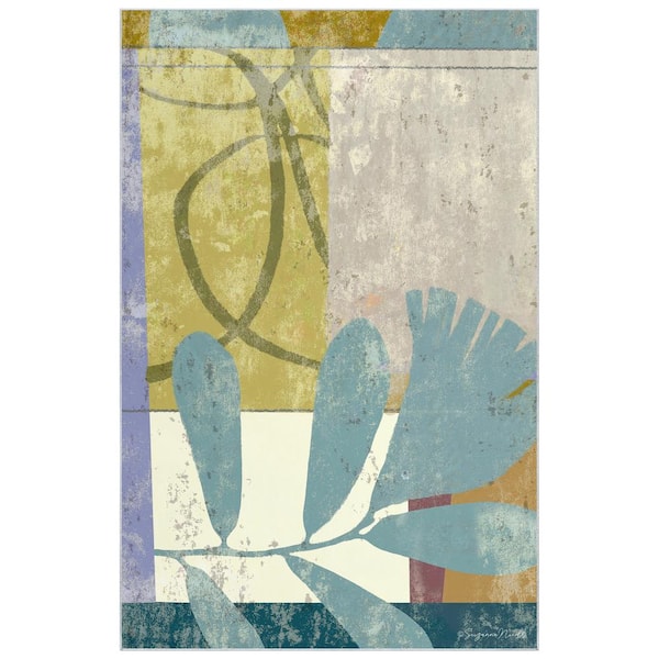 Empire Art Direct Multi-Colored 5 ft. x 8 ft. Calla II Washable Flower Art Area Rug