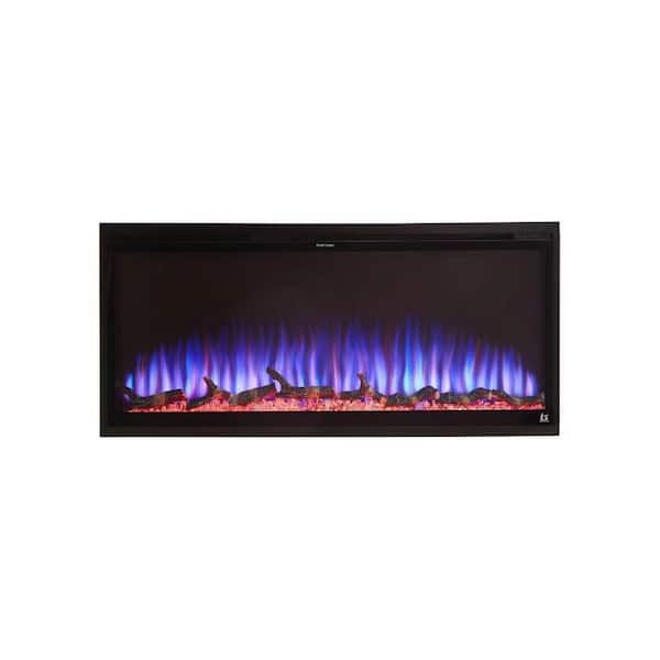 Sideline Elite 42 in. Wall Mount or Recessed Smart Electric Fireplace in Black with LED Flame