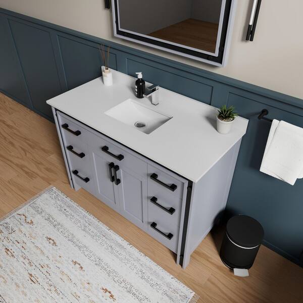 Lexora Ziva 48 in W x 22 in D Dark Grey Bath Vanity without Top