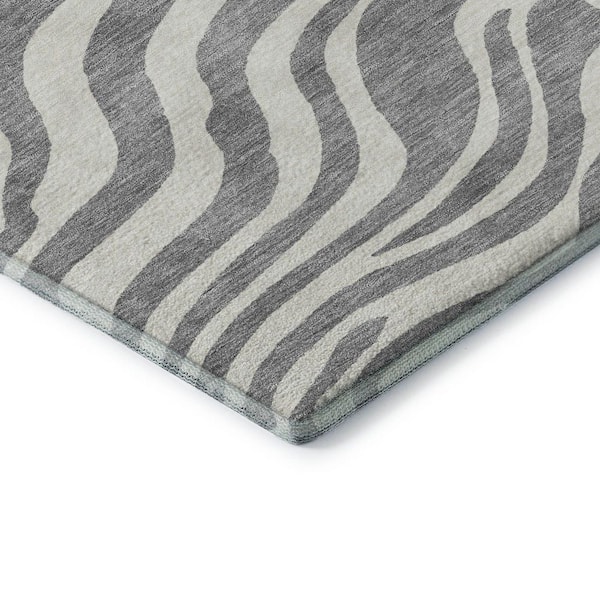 Mayfield Premium Machine Washable Abstract AMF1042 Gray 8 ft. x 10 ft. Area Rug