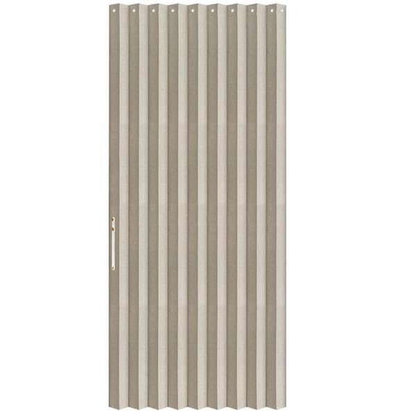 42 in. x 78 in. Cream White Composite Fabric 100% Blackout Accordion Door, Magnetic Door Curtain, Folding Door Curtain