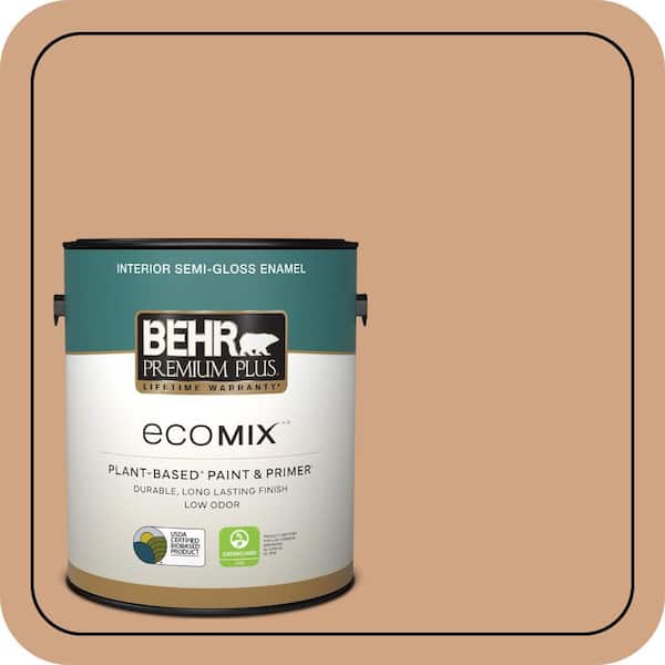1 gal. #260F-4 Sunset Beige Semi-Gloss Enamel EcoMix Plant-Based Interior Paint & Primer