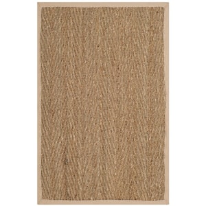 Natural Fiber Beige/Ivory Doormat 2 ft. x 3 ft. Border Area Rug