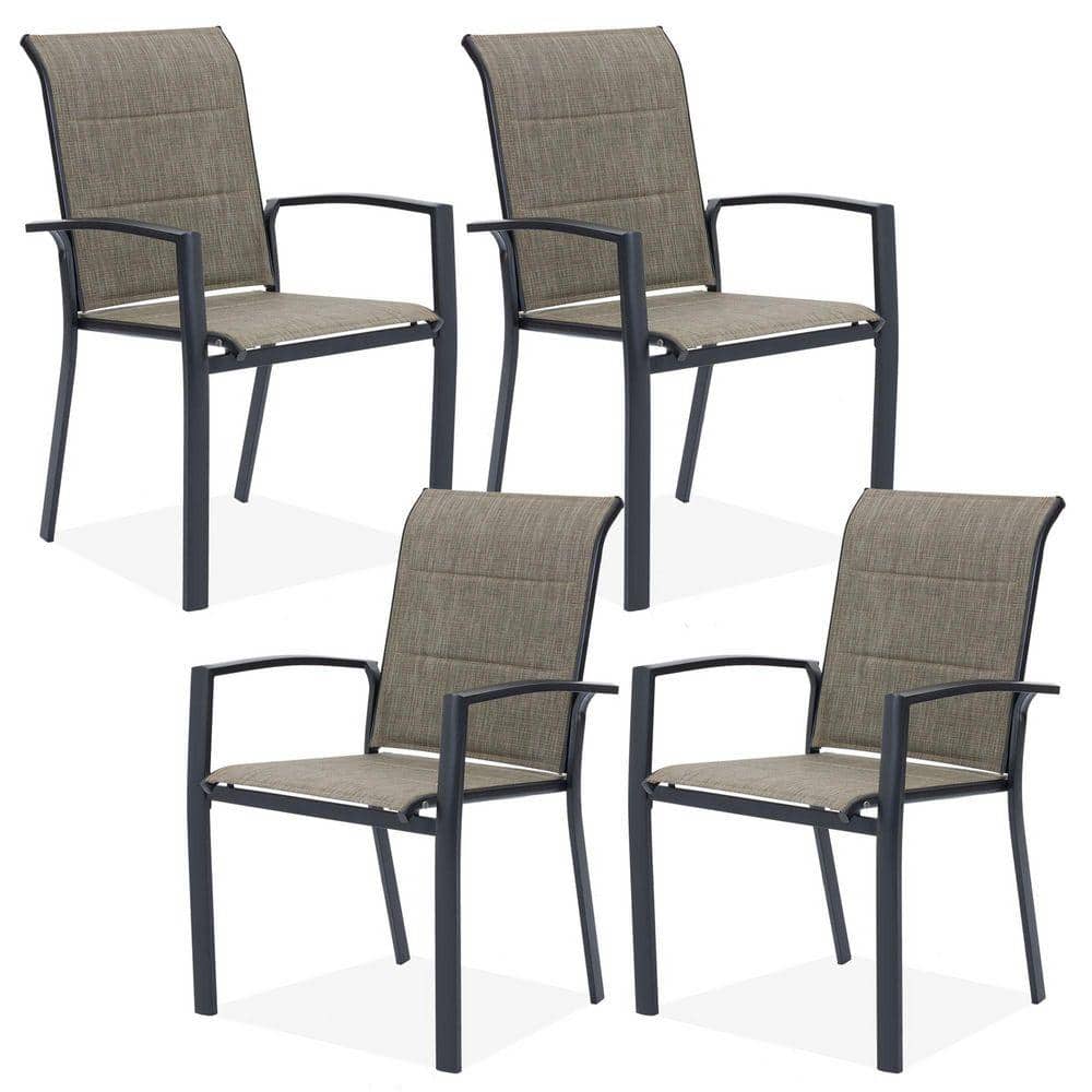 DIFY Black Frame All-Weather Stackable Metal Outdoor Patio Chairs with ...