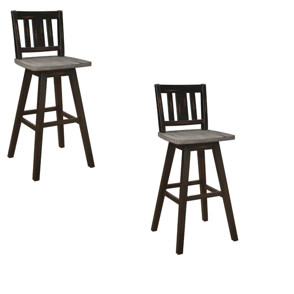 28.5 in. Gray and Black Low Back Wood Bar Stool (Set of 2) price history on PriceWatchPro
