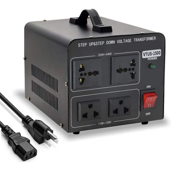 1500 Watt Voltage Converter Transformer Step Up/Down 110-120V to 220-240V 2 US Universal Outlets Noise Free