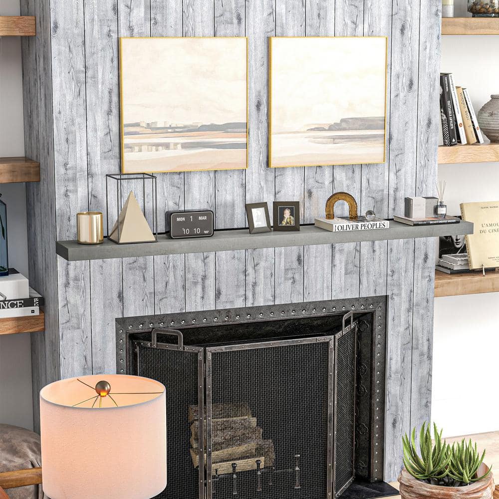 Rustic Gray 72 in. W x 8 in. D Solid Fir Wood Fireplace Mantel Decorative W