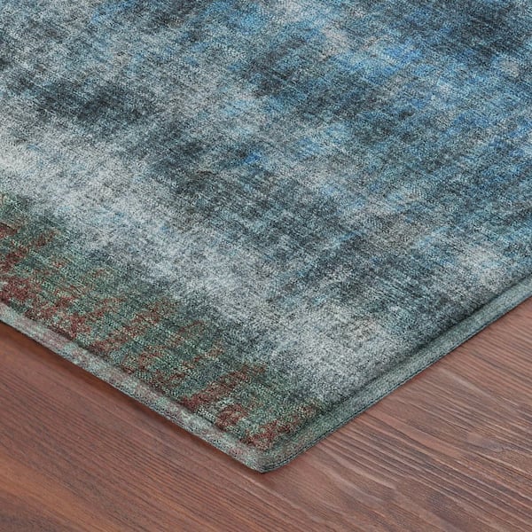 Mayfield Premium Machine Washable Abstract AMF2316 Blue 8 ft. x 10 ft. Area Rug