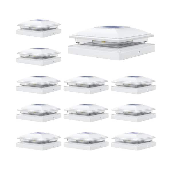 4 x 4 Solar Post Cap Lights Waterproof Fence Post Outdoor Lighting 2 Modes Warm White Light 12-Pack