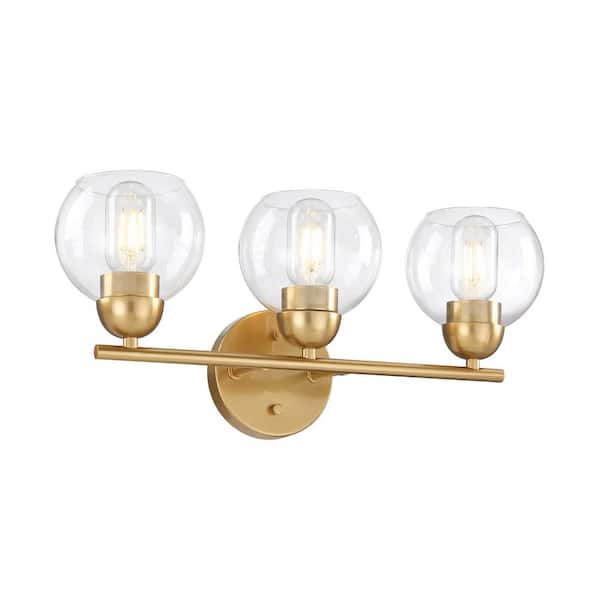Pia Ricco 18.32 in. 3-Light Gold Vanity Light for Bathroom Lighting